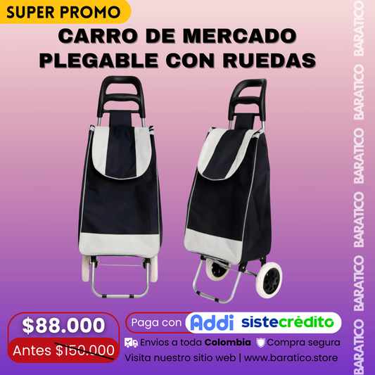 CARRO DE MERCADO PLEGABLE CON RUEDAS