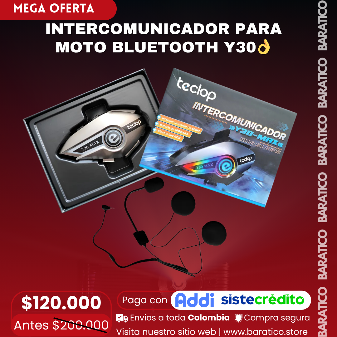 INTERCOMUNICADOR PARA MOTO BLUETOOTH Y30👌