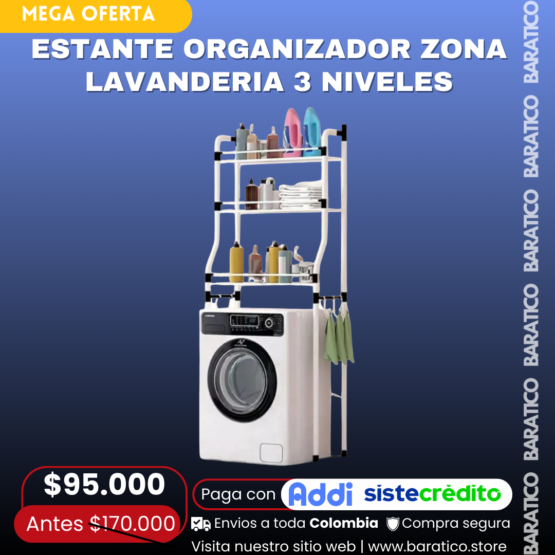 ESTANTE ORGANIZADOR ZONA LAVANDERIA 3 NIVELES
