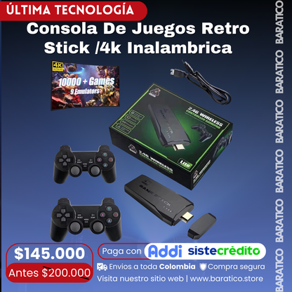 CONSOLA DE JUEGOS RETRO STICK /4K INALAMBRICA M8 /64GB 🎮
