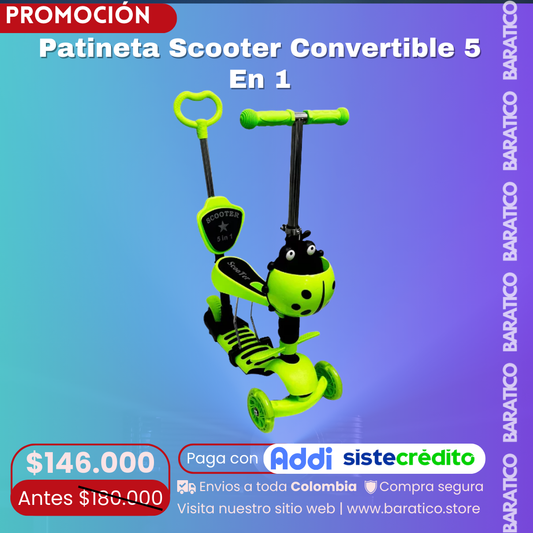 Patineta Scooter Convertible 5 En 1 Para Niños