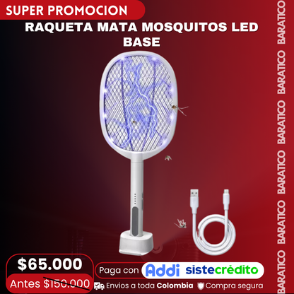 Raqueta Mata Mosquitos Led Base 😱🚀