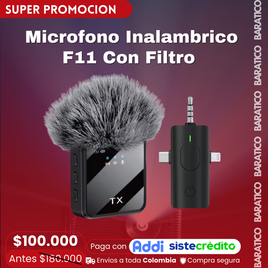 Microfono De Solapa Profesional F11 Inalambrico Con Filtro