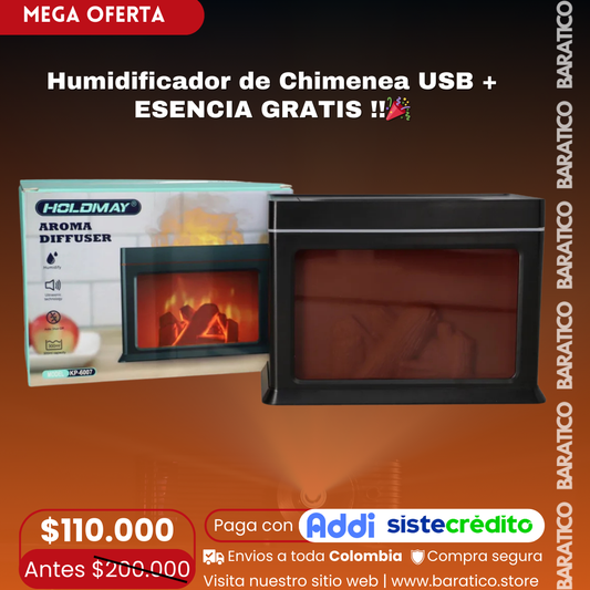 Humidificador de Chimenea USB + ESENCIA GRATIS !!🎉