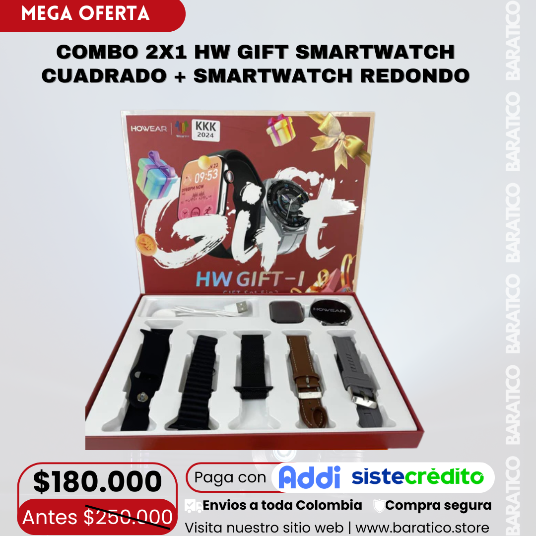 Combo 2x1 HW GIFT – KKK2024 Smartwatch Cuadrado + Smartwatch Redondo