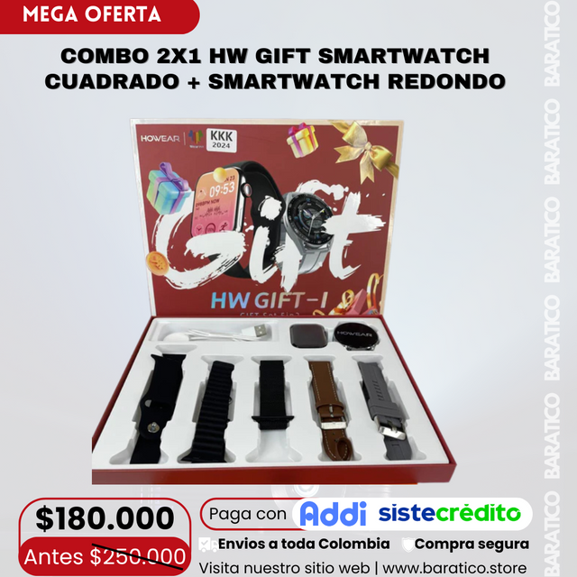 Combo 2x1 HW GIFT – KKK2024 Smartwatch Cuadrado + Smartwatch Redondo