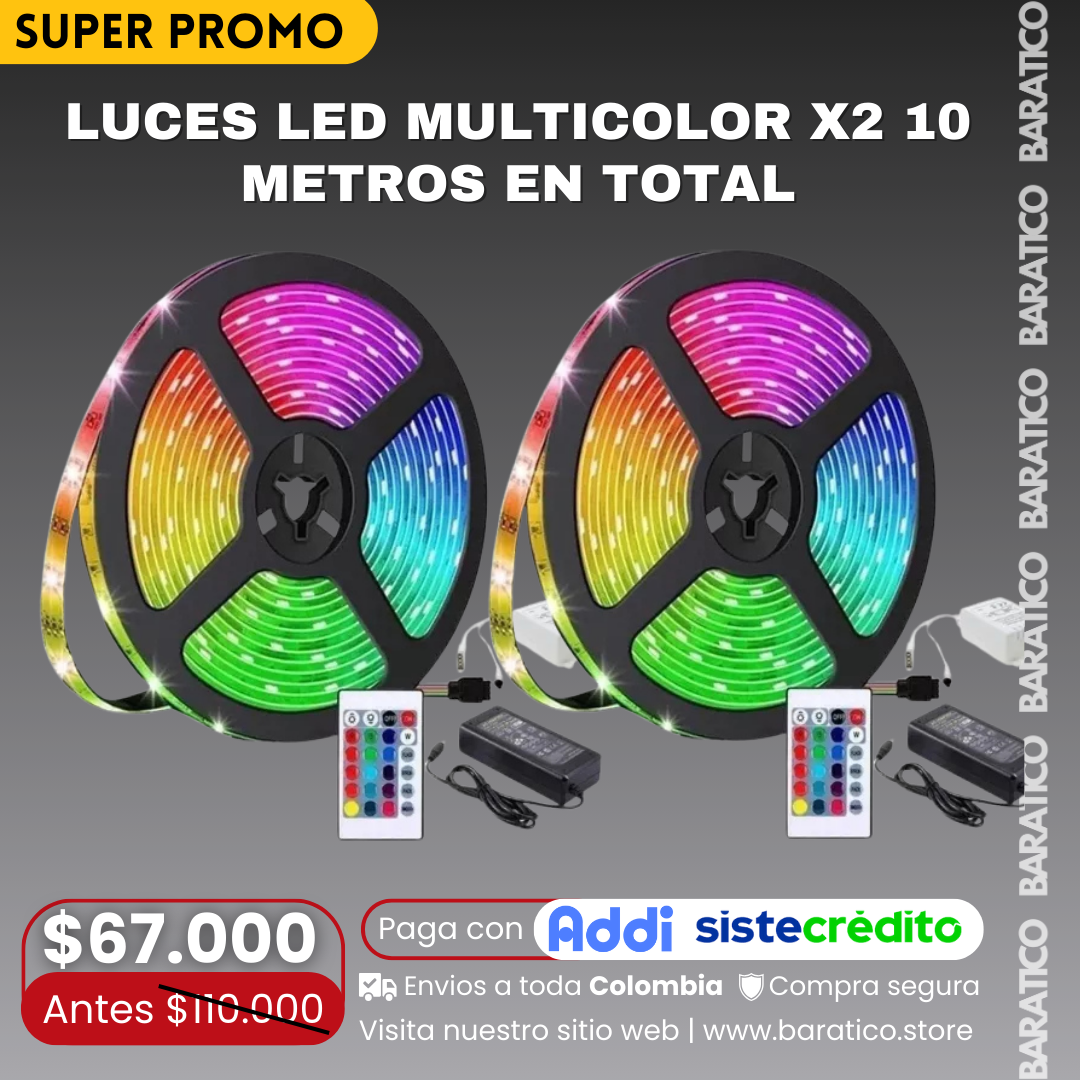 Combo 2x1 Cinta Led RGB- 2 rollos (10 metros)