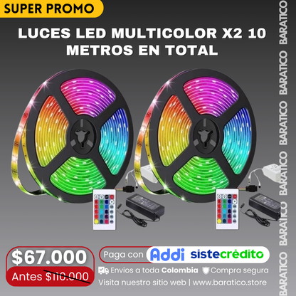 Combo 2x1 Cinta Led RGB- 2 rollos (10 metros)