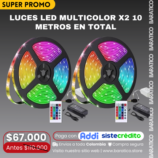 Combo 2x1 Cinta Led RGB- 2 rollos (10 metros)
