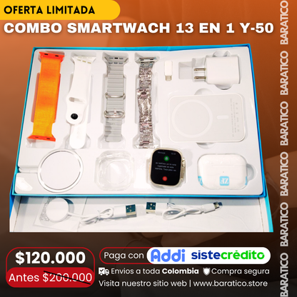 🔥COMBO SMARTWACH 13 EN 1 Y-50 ⭐