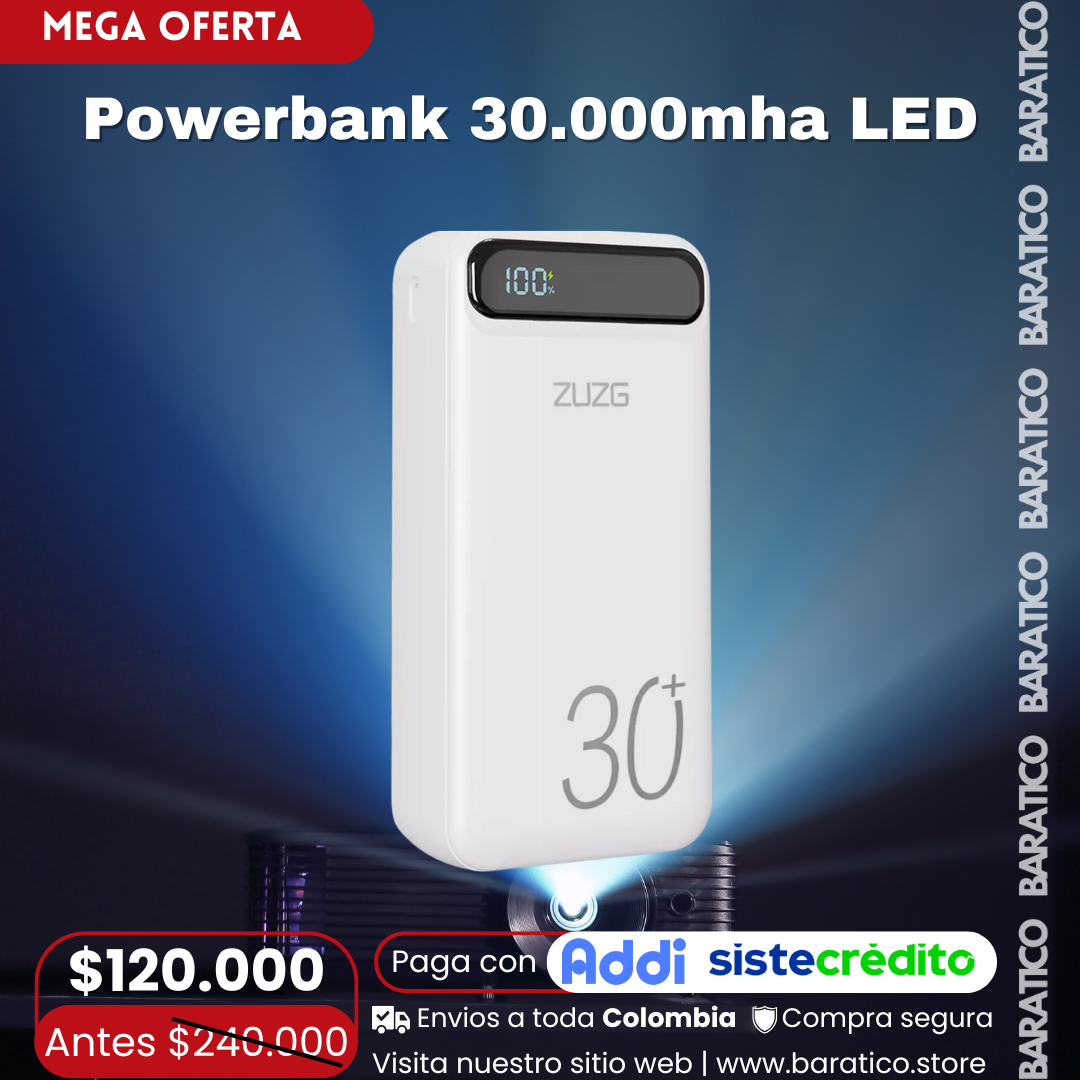 Powerbank 30.000mha Pantalla Digital LED