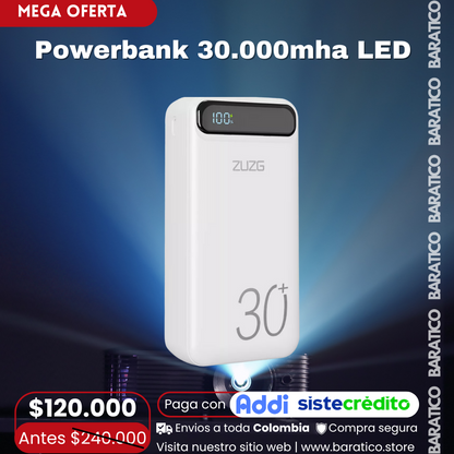 Powerbank 30.000mha Pantalla Digital LED