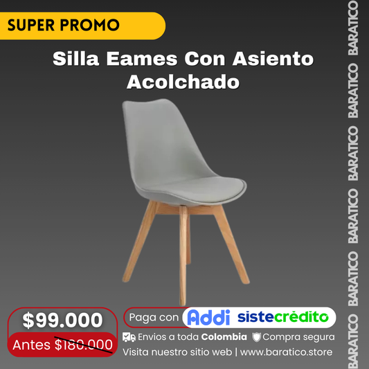 Silla Eames Con Asiento Acolchado