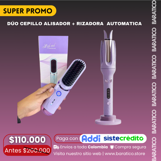 DÚO CEPILLO ALISADOR + RIZADORA AUTOMATICA⭐