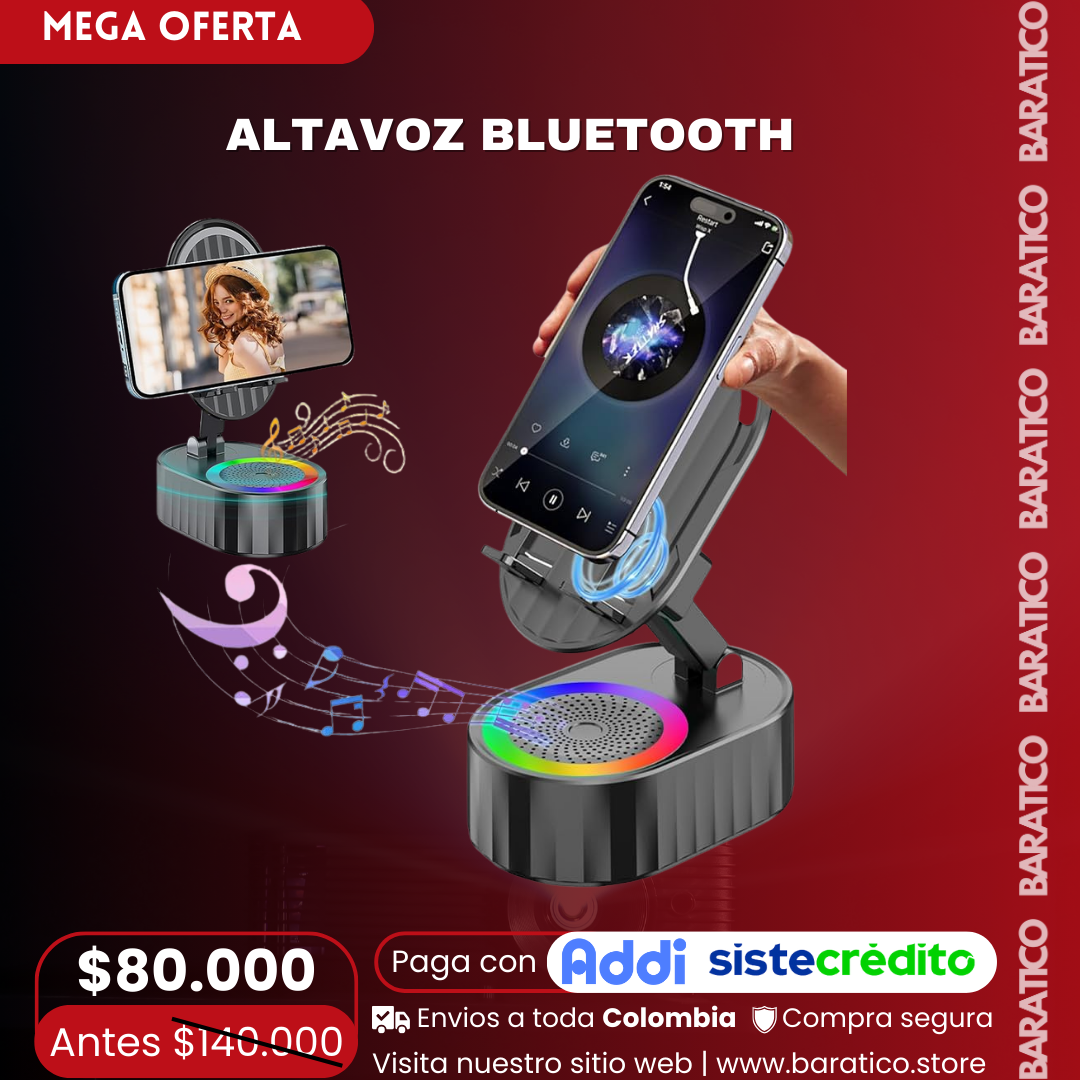 ALTAVOZ BLUETOOTH SOPORTE PARA TELÉFONO 3 EN 1