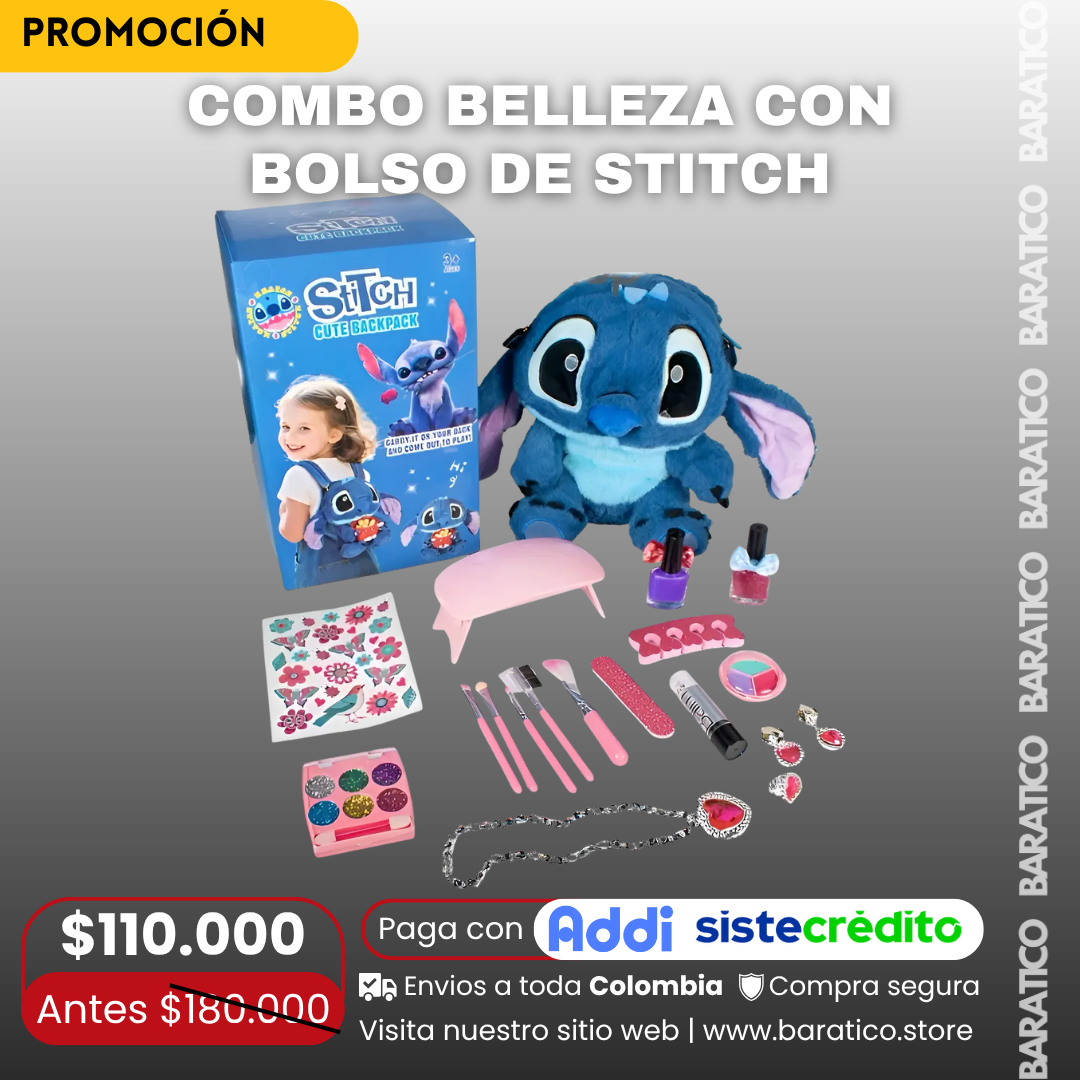 COMBO BELLEZA CON BOLSO DE STITCH 💙