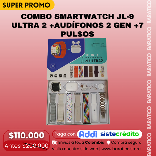 Combo Smartwatch Jl-9 Ultra 2 +audífonos 2 Gen +7 Pulsos
