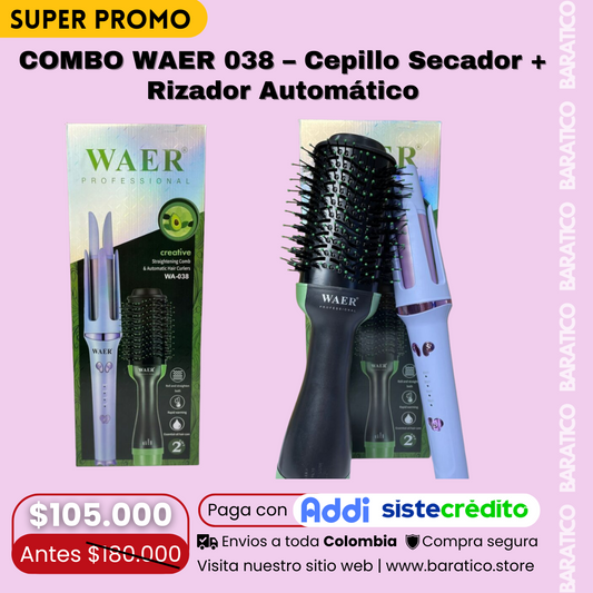 COMBO WAER 038 – Cepillo Secador + Rizador Automático