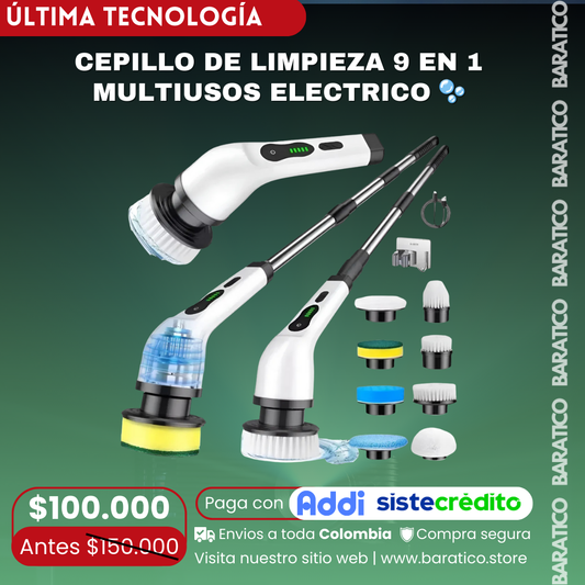 CEPILLO DE LIMPIEZA 9 EN 1 MULTIUSOS ELECTRICO 🫧