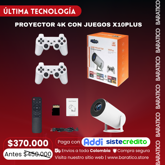 PROYECTOR 4K CON JUEGOS X10PLUS