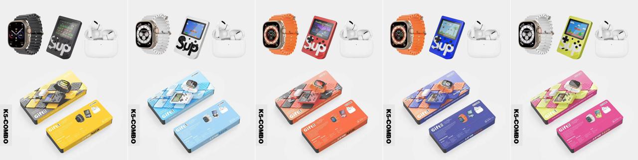 COMBO K5 SMARTWATCH, AUDÍFONOS INALAMBRICOS Y GAME BOY SUP