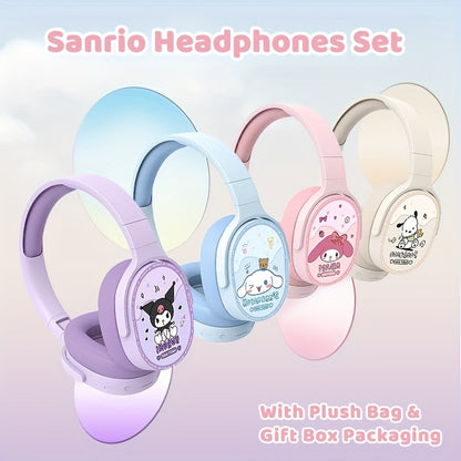 AUDIFONOS DIADEMA BLUETOOTH SANRIO + BOLSO DE PELUCHE